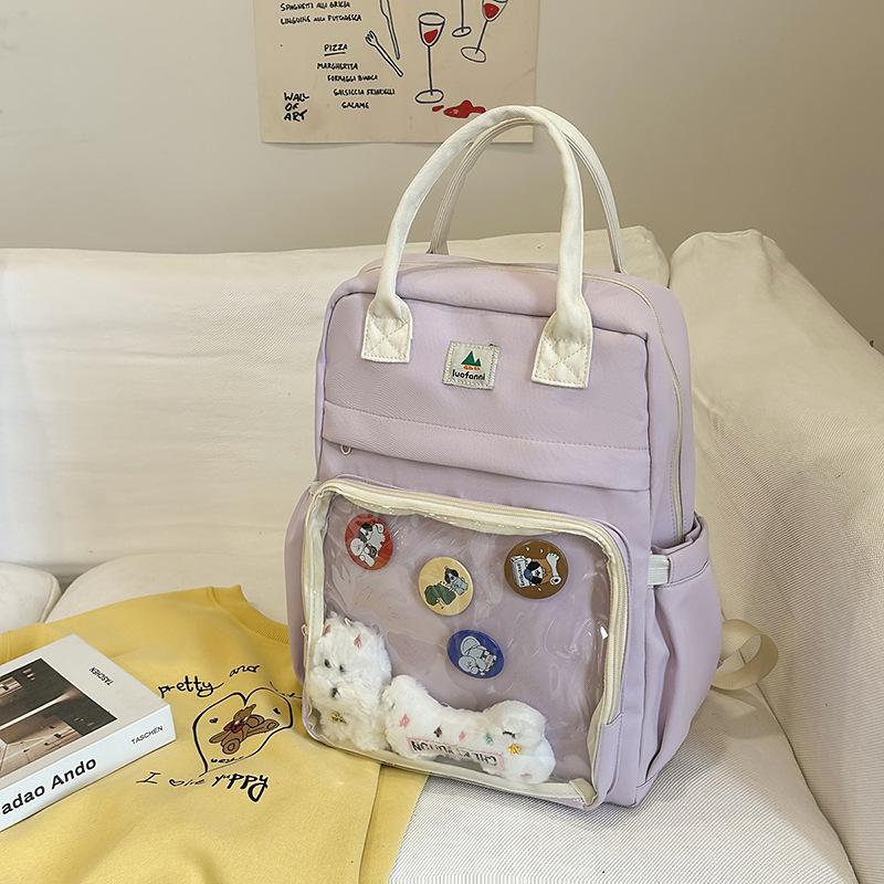 Japanese transparent pain bag large-capacity backpack female college style junior high school student large-capacity handbag student schoolbag