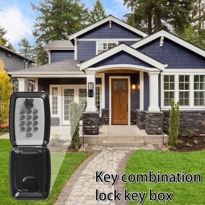 Wall-Mount Key Storage Box Secret Code Portable Combination Key Holder Box Weatherproof Safe Spare Key Storage for Home Office