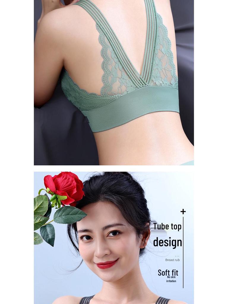 Plus Size Lace Back Tank Bralette with Chest Pads - Minimizing and Anti-Exposure Base Layer