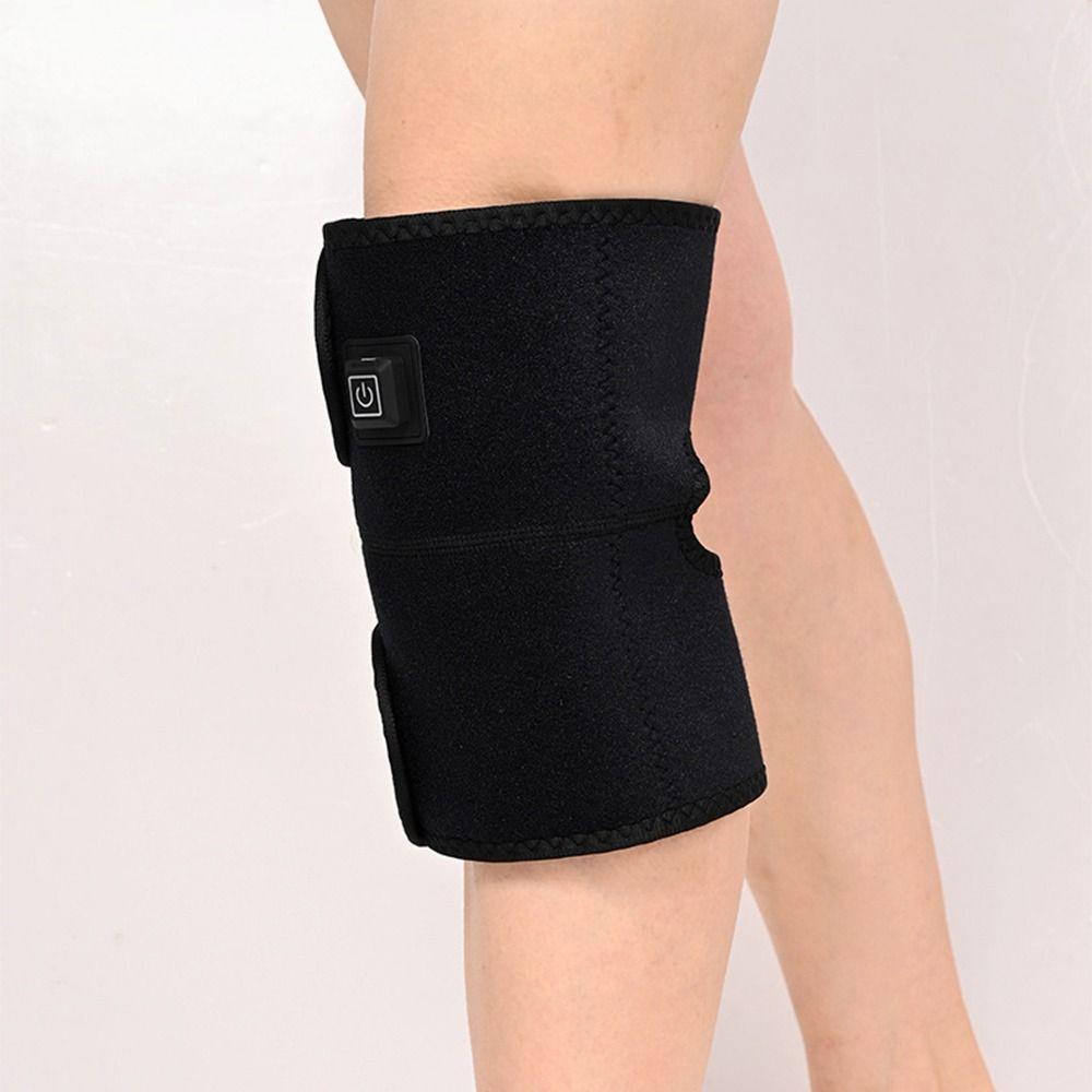 3 in 1 Heated Knee Wrap Black 6-speed Adjustable Vibrations Electric Heating Massager Breathable Sore Muscle Recovery 3-speed Temperature Regulation