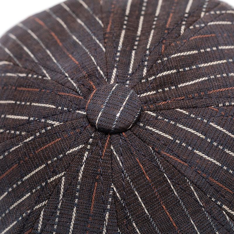 Striped Octagonal Cap Men's British Vintage Painter's Cap Newsboy Cap Women's Cap