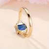 Exquisite Sparkling Blue Color Square Inlaid Zircon Ring, Suitable for Women's Banquet Party Accessories, Jewelry Gifts