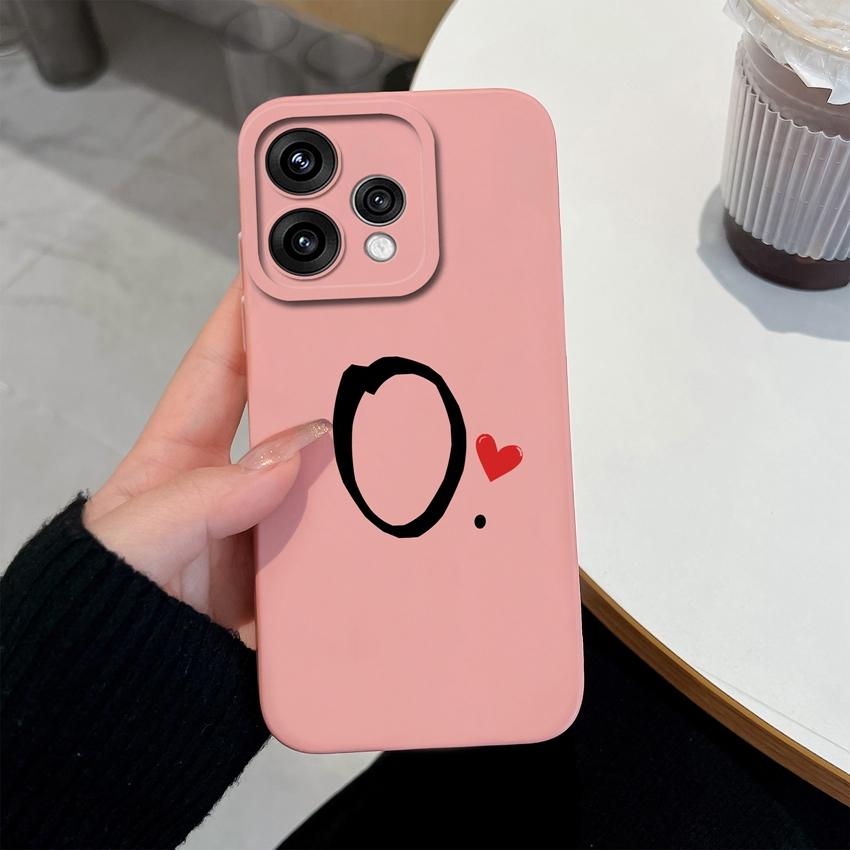 Cute Red Love Heart Letters Pattern Phone Cover For Oppo Reno 15 14 13 12 11 Pro 15F 14F 13F 12F 11F 5G Shockproof Silicone Camera Lens Protector Case