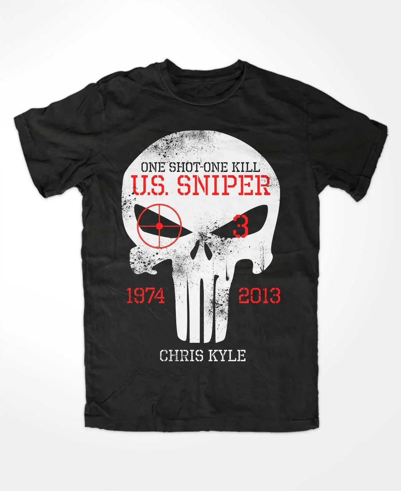 Chris Kyle One Shot One Kill Great American Sniper T-Shirt 100% Cotton O-Neck Summer Short Sleeve Casual Mens T-shirt Size S-... S разноцветный
