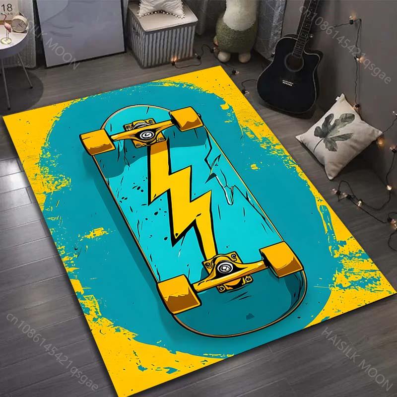 1PC Drawing Ideas Skateboard Print Carpet for Living Room Bedroom Sofa Doormat Decor Sofa Table Area Rug Non-slip Floor Mat