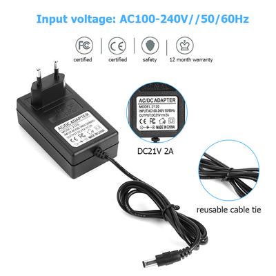 DC 21V 2A 18650 Lithium Battery Charger with 5.5 * 2.5mm Output Port  Safe Charger Power Adapter Module Buck Stabilized Voltage