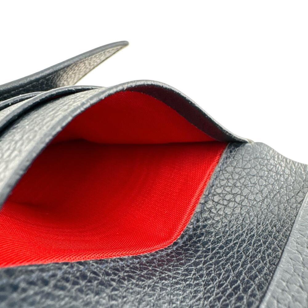 CELINE Circle logo leather Tri-fold wallet Navy leather Used