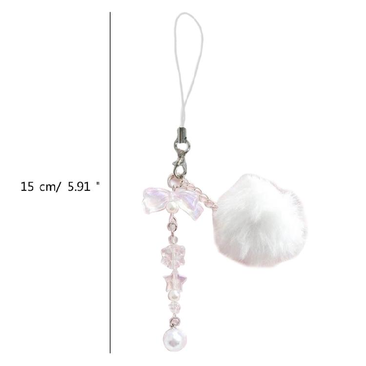 Elegant Beaded Keychain Snowflake Phone Pendant Furry Ball Handbag Decoration