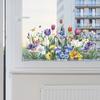 Painted Tulip Butterfly Leaves Static Cling Window Glass Door Sticker Home Decor