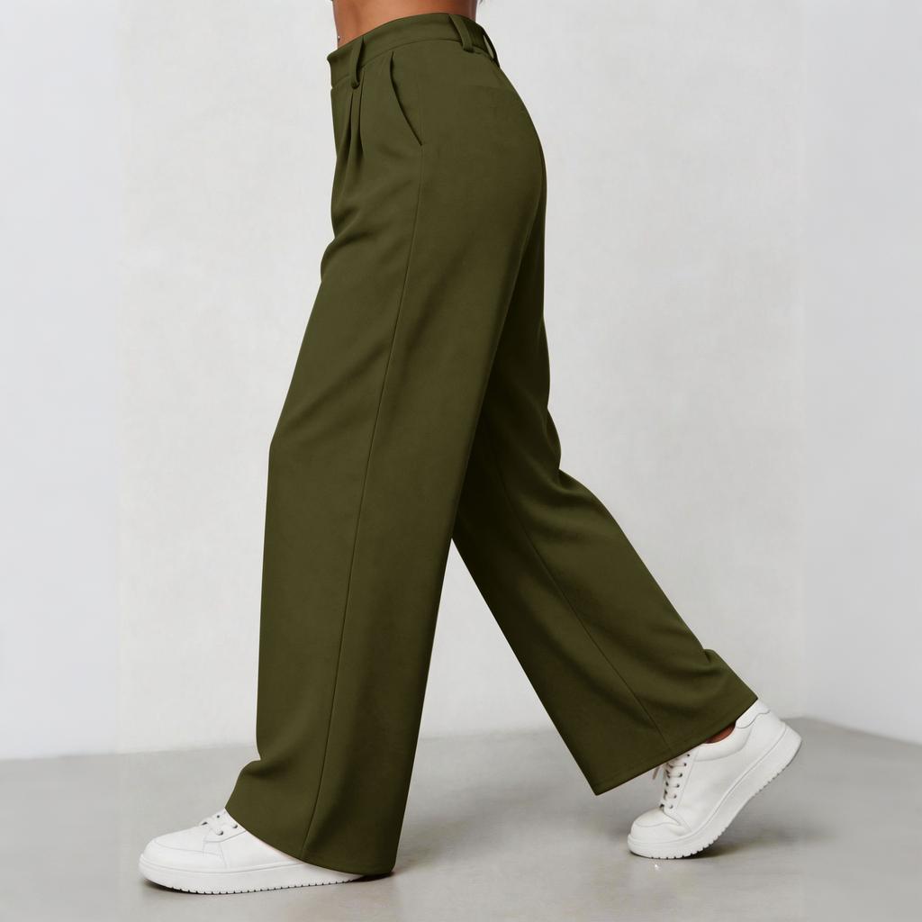 High Waist Wide Leg Pants for Women Casual Loose Fit Trousers with Side Pockets and Pleated Front Suitable for Daily Wear and Office