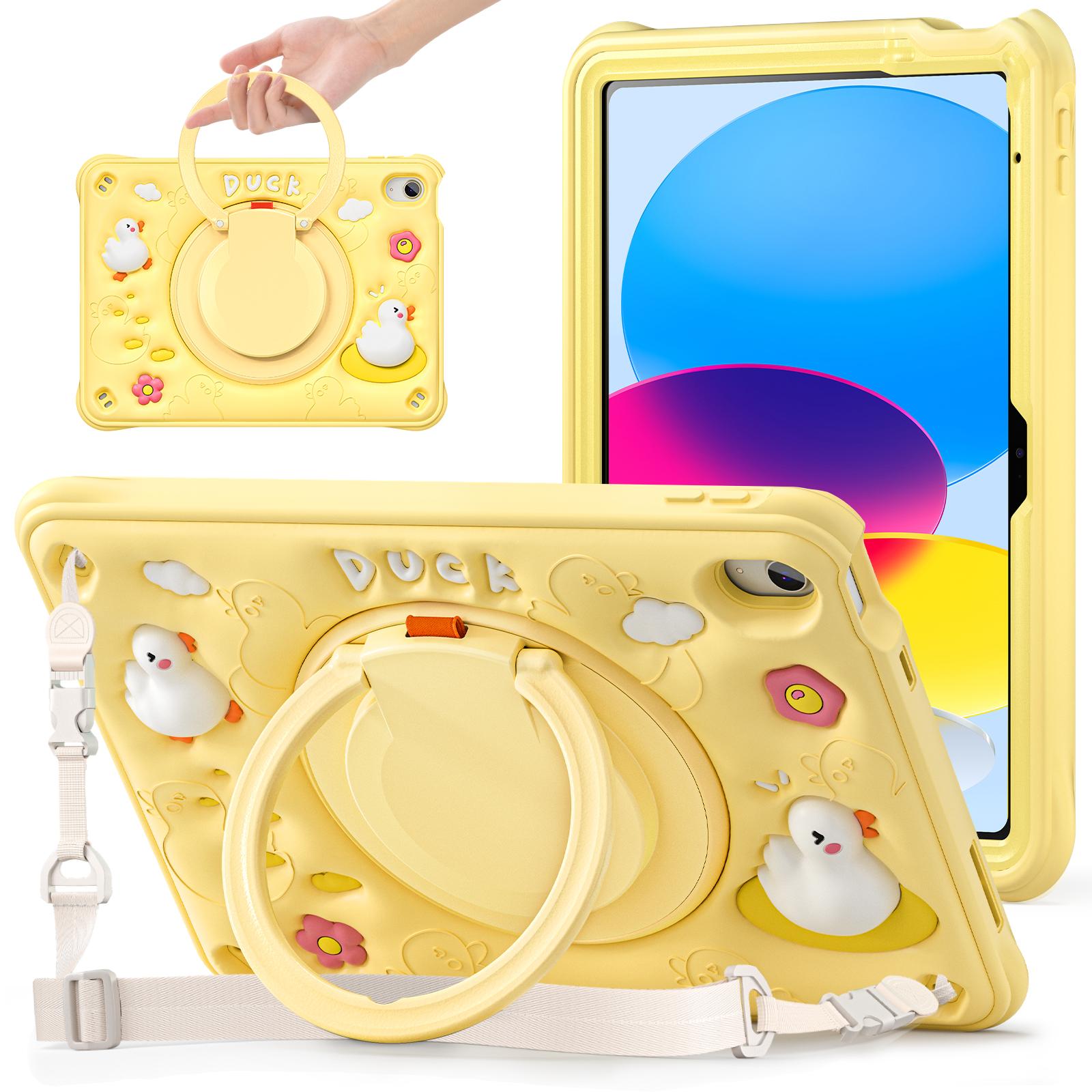

Handle Grip Case Universal for IPad A16 2025 11th 10.9 2022 10th Generation 360 Rotating Stand Hybrid Cover Kids Cute Cartoon iPad 10.9 2022-10th