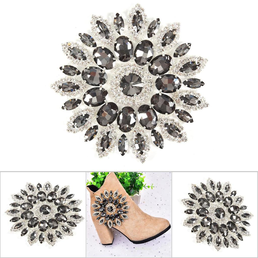 Krystallglass Rhinestones Dekorasjon DIY Klestilbehør(Gjennomsiktig Grå Sølv Base)