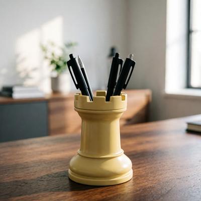 Chess Cart Pen Holder 3D Printed Chess Piece Desk Organizer Minimalist Makeup Brush Storage Cup for Home Office School Supplies