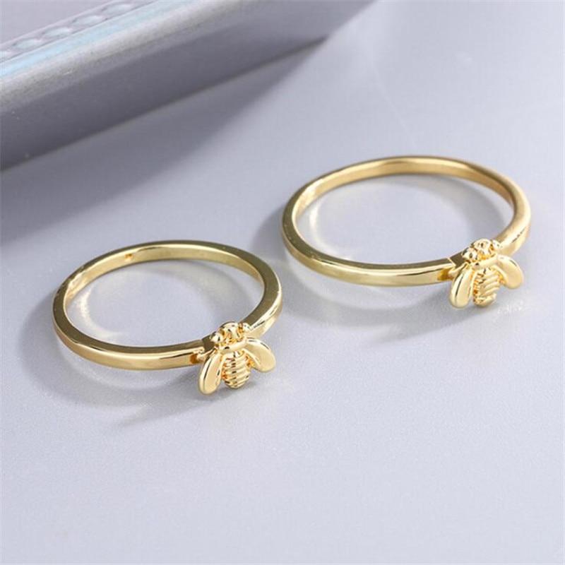 

New Arrival Arrival Modish Stylish Gold Color Bee Sterling Tone Jewelry Sweet Cute Insect Shape Personality Fine Rings R001Fashion Jewelry 7