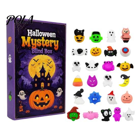 Halloween Pinch Music Toy Squeeze Advent Calendar, 24 Day Ghost Pumpkin Fidget Collectible Figures Toys Set, Gift Box for Kids, Party Favor