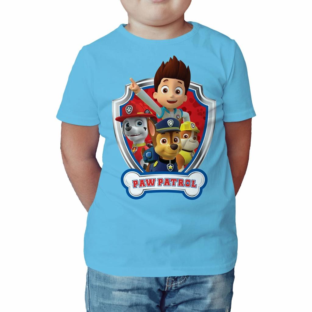 Paw Patrol Badge Logo Official Kid's T-Shirt Cartoon Dog Toddler Short Sleeve