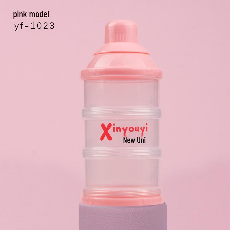 

Тришарова портативна коробка для зберігання дитячих перекусів та сухого молока з кришкою рожевий