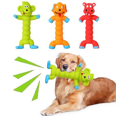 Dog Chew Toy Monkey Hippo Shaped Rubber Pet Squeaky Toys For Small Medium Large Dogs Resistant Bite Grinding Teeth Dog Sound Toy