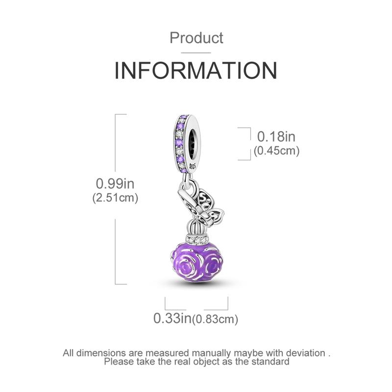 Charms Copperpurple Flower Perfume Bottle Pendant Fit Charms Plataoriginal Bracelet Beads Women Jewellery Making