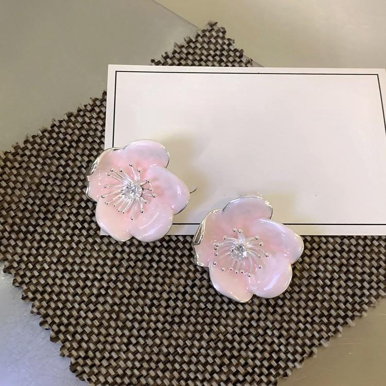 Tropföl Zirkon Blumenohrringe süße kleine frische Steckerohrringe vielseitige einfache High-End-Ohrringe