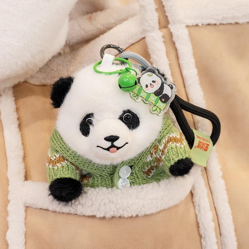 Sweater Wear Panda Plush Toy Cartoon Stuffed Animal Keychain Bag Decoration