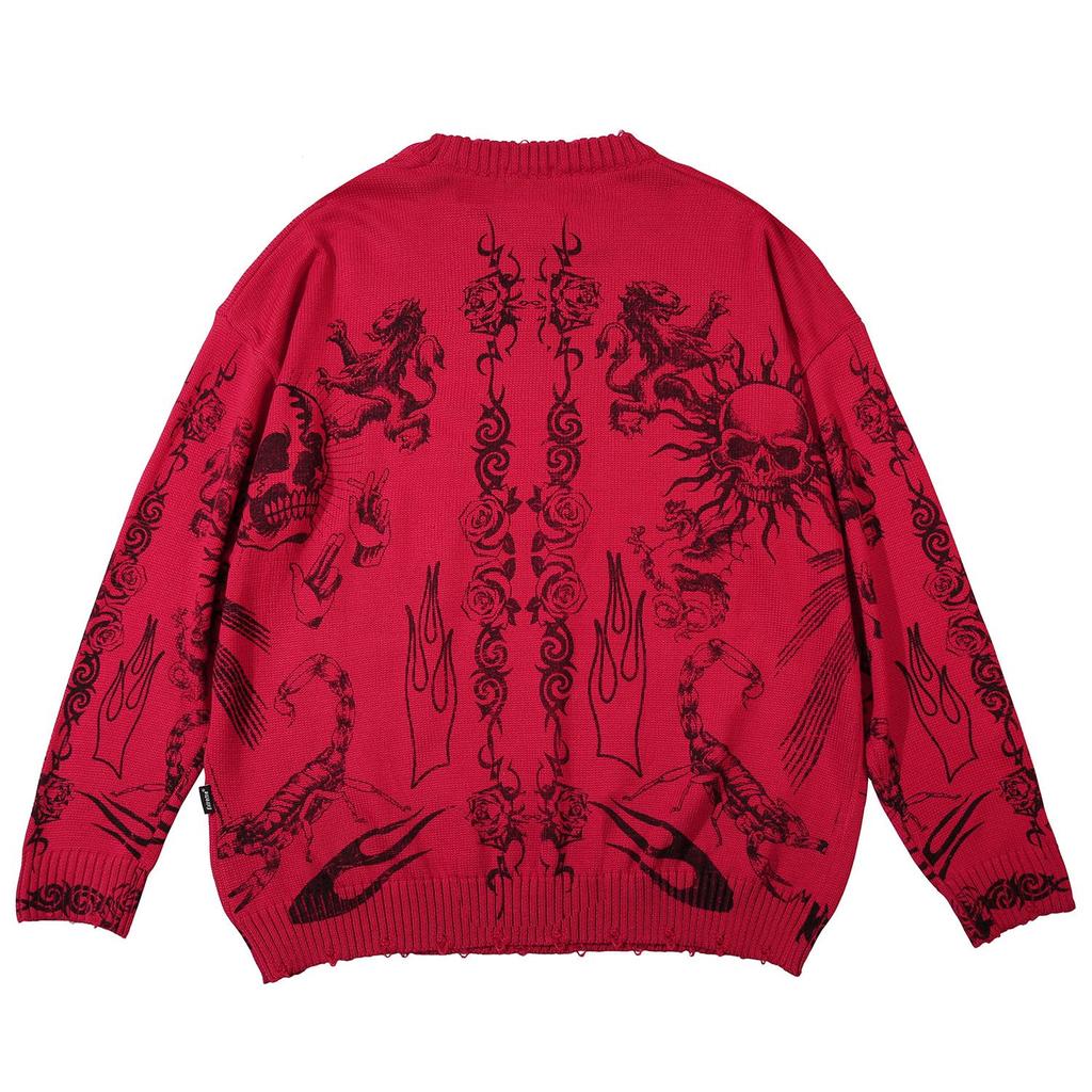 Unisex svetr Rose Eye Scorpion s roztrhaným pulovrem