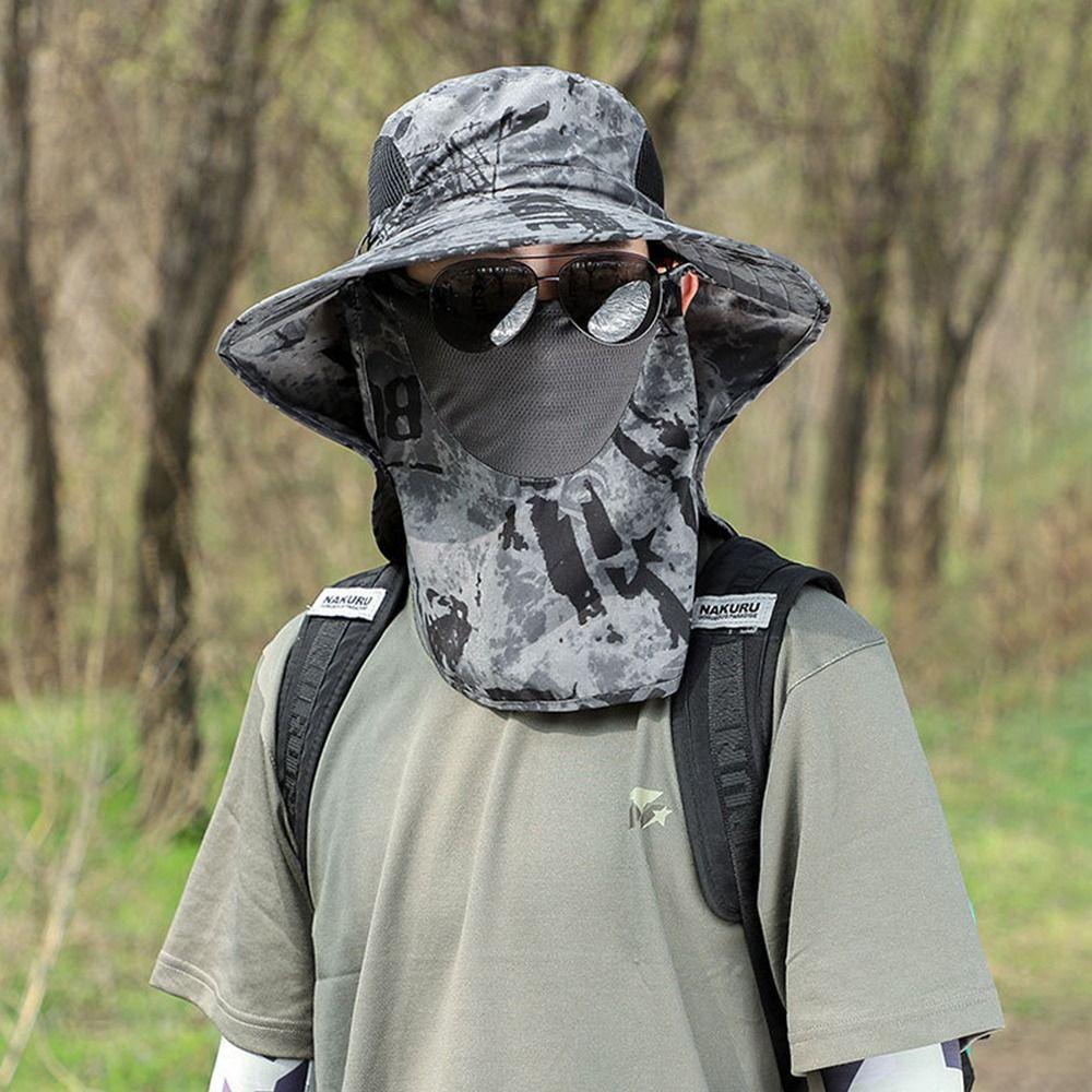 Wide Brim Sunhat Camouflage Leisure Hat Fashion Face And Neck Protection  Men Women