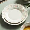 Hand-Painted Floral Tableware: French Countryside Plate & Lace Ceramic Rice Bowl