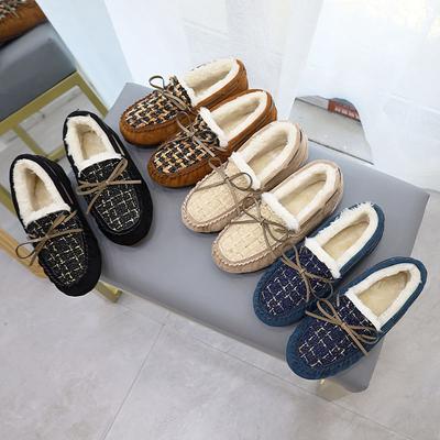 Zapatos Cálidos de Otoño Invierno para Mujer de Talla Grande con Forro Polar Plano para Embarazadas Suela Blanda Lazo Térmicos de Algodón