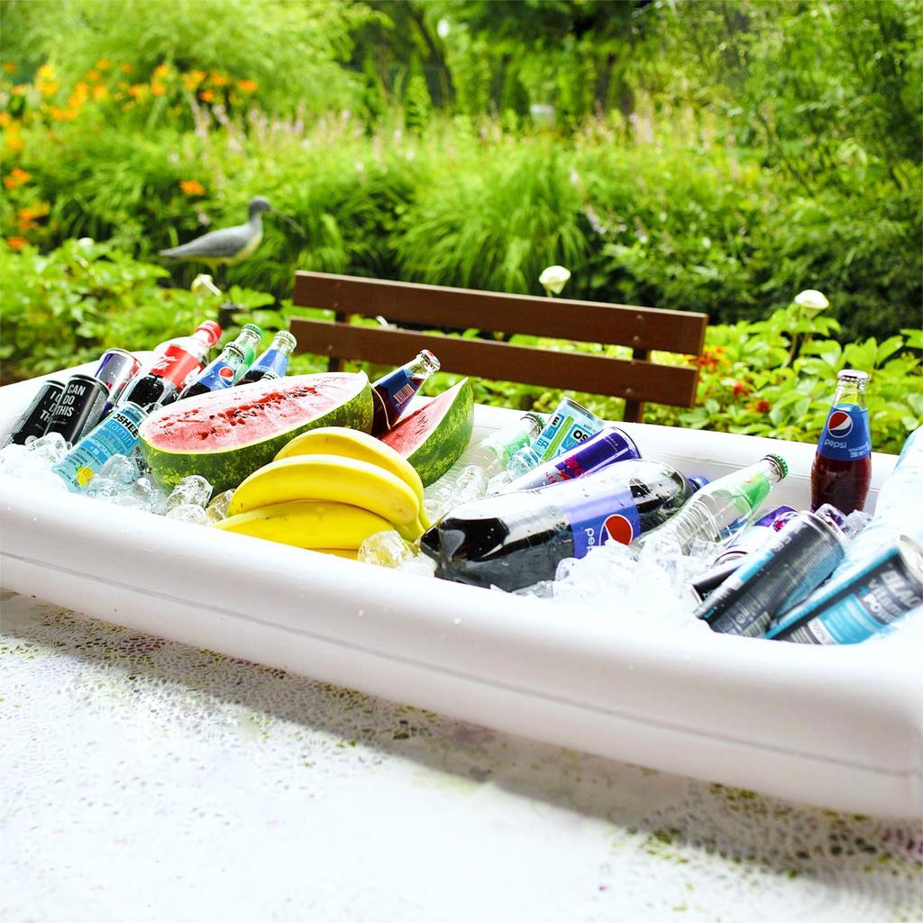 Inflatable Cooler Serving Bars Pool Party Coolers Food Holder Ice for BBQs Picnics Indoor Outdoor Luau Supplies with Drain Plug