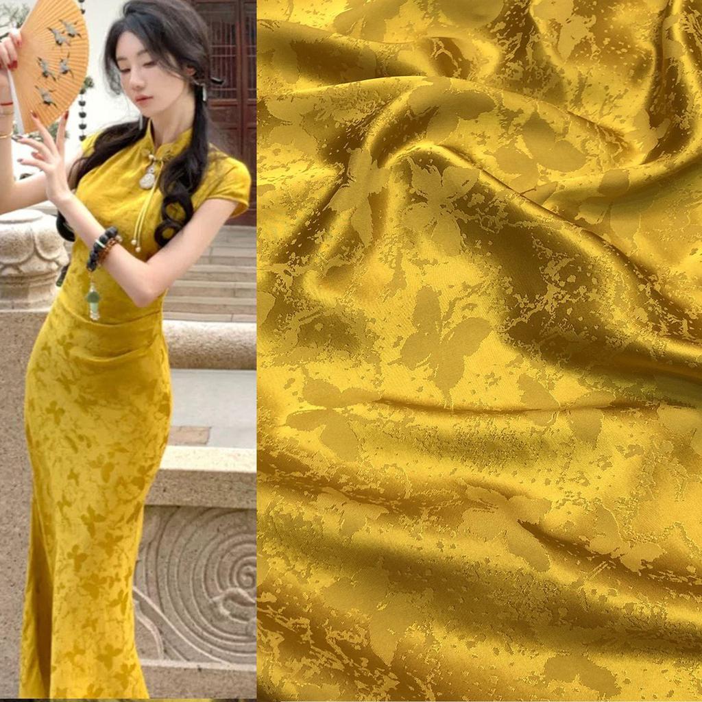 Verdickter Jacquard-Satin Cheongsam Stoff Anzug