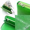 [Revetta] Stingray Leather Long Wallet with Round Zipper, Available In 9 Colors: Stingray, Galuchat, Light Green, and Yellow-Green, Genuine Leather,