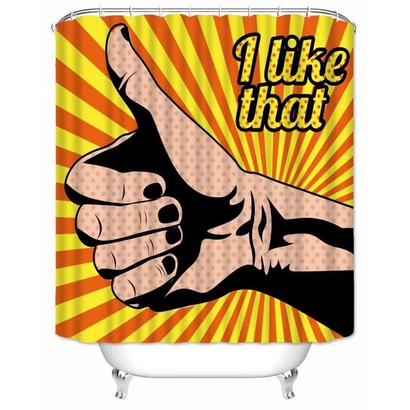 Comic-pop-art Shower Curtain Waterproof Bathroom Decor Polyester Fabric Bath Screen Bathtub Curtains with Hooks Shower Curtains