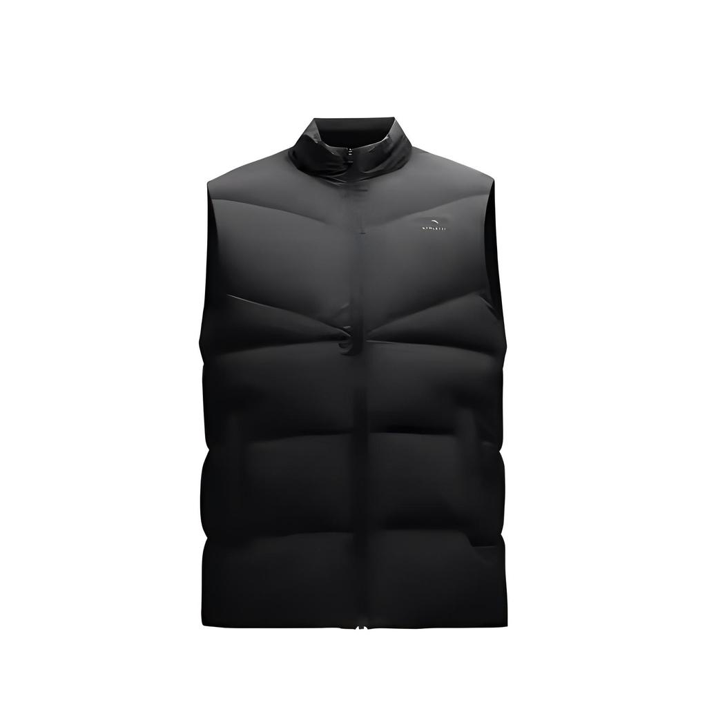 Anta Training Series Solid Color Zip Stand Collar Breathable Versatile Down Vest Men Vest Black 152447912-3