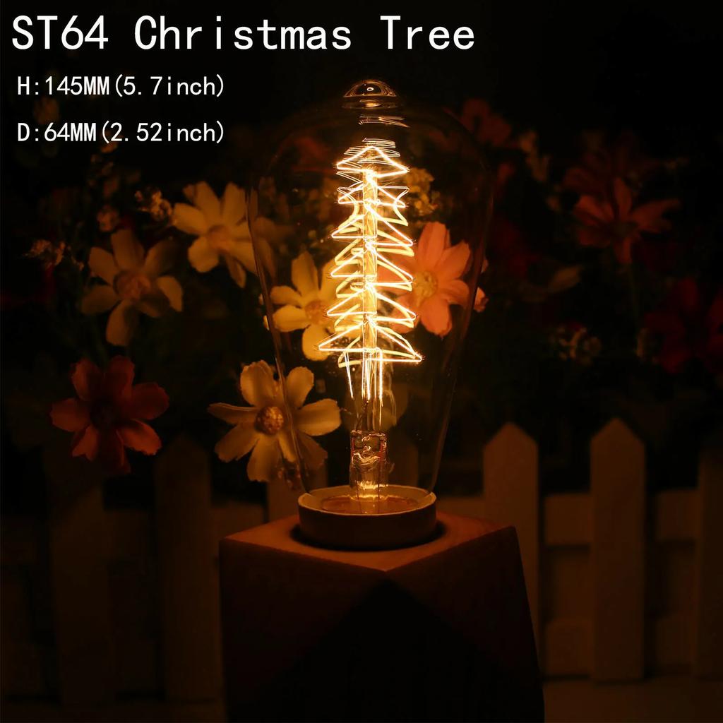 New Retro Edison Bulb Lamps E27 40W 220V 110V Bedroom Industrial Loft Vintage Light Bulb For Home Decor ST64 Lamp Screw Base