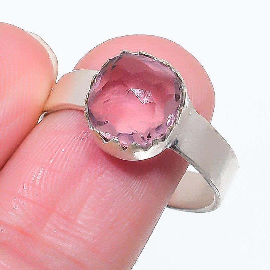 

Natural Pink Kunzite Gemstone 925 Sterling Silver Jewelry Ring Size 10 o5U22