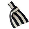 Shopping Bag Grocery Bag Strip Pattern Large Capacity Foldable Resuable Woven Purse Bag for Daily Travel Black White