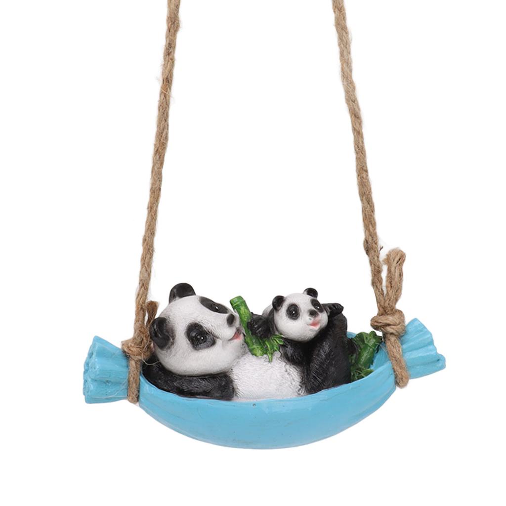 Swing Panda Statue Mother and Baby Panda Lying On The Swing Resin Simulation Animal Garden