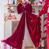 1.8M Super Large Christmas Bow Pendant Flannel Christmas Tree Topper Bow Decoration Wine Red Long Streamers Ribbon Bow Pendant