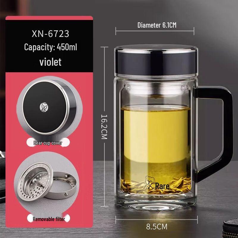 Xino Double-Wall Borosilicate Glass Tea Mug with Handle