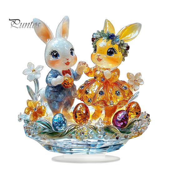 Пасхальный кролик, украшение 2D, плоское акриловое украшение, мультяшный красочный пасхальный кролик, яйцо, настольное украшение для пасхального каминного стола, центральное украшение