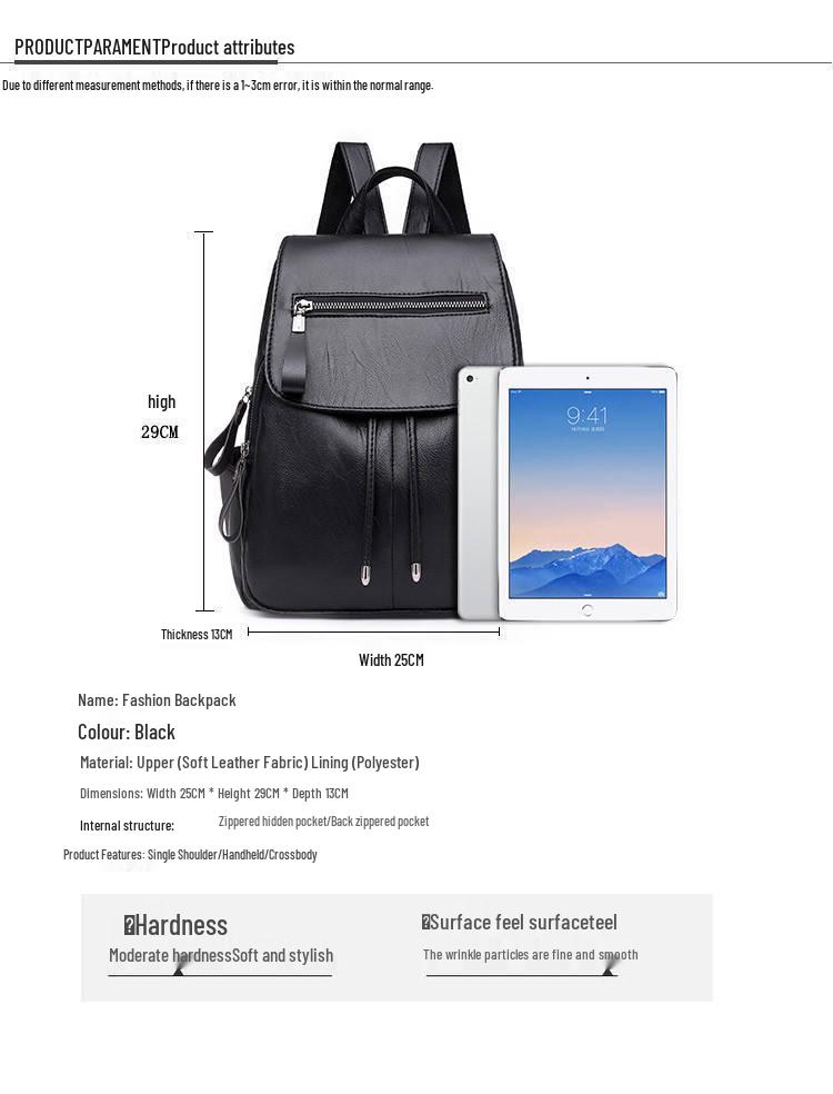 Versatile Women's PU Leather Backpack - Customizable Labels & School Bag