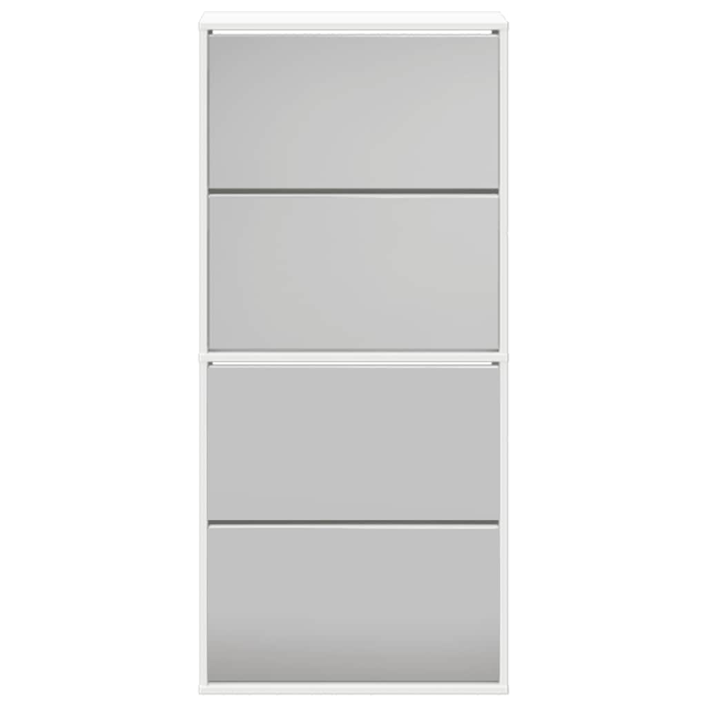 Vidaxl 4-Tier Mirror Shoe Cabinet, Oak Color, 63X17X134 Cm