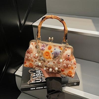 Nischendesign Tasche Damen neue Sommer vielseitige Ketten Umhängetasche Cartoon tragbare goldene Tasche