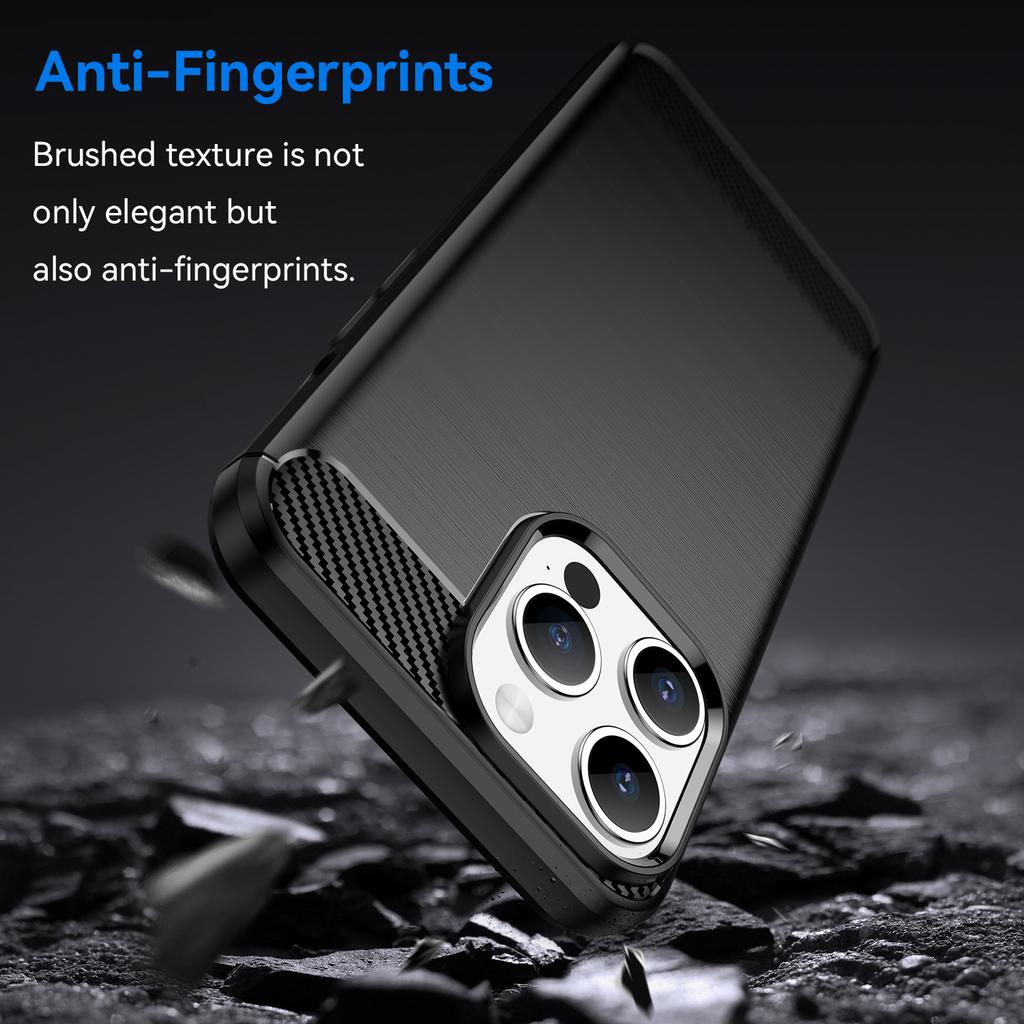 For iPhone 15 Pro Max Case with Screen Film WANLONFENG LS Series Big Lens Hole Brushed Texture TPU Phone Cover