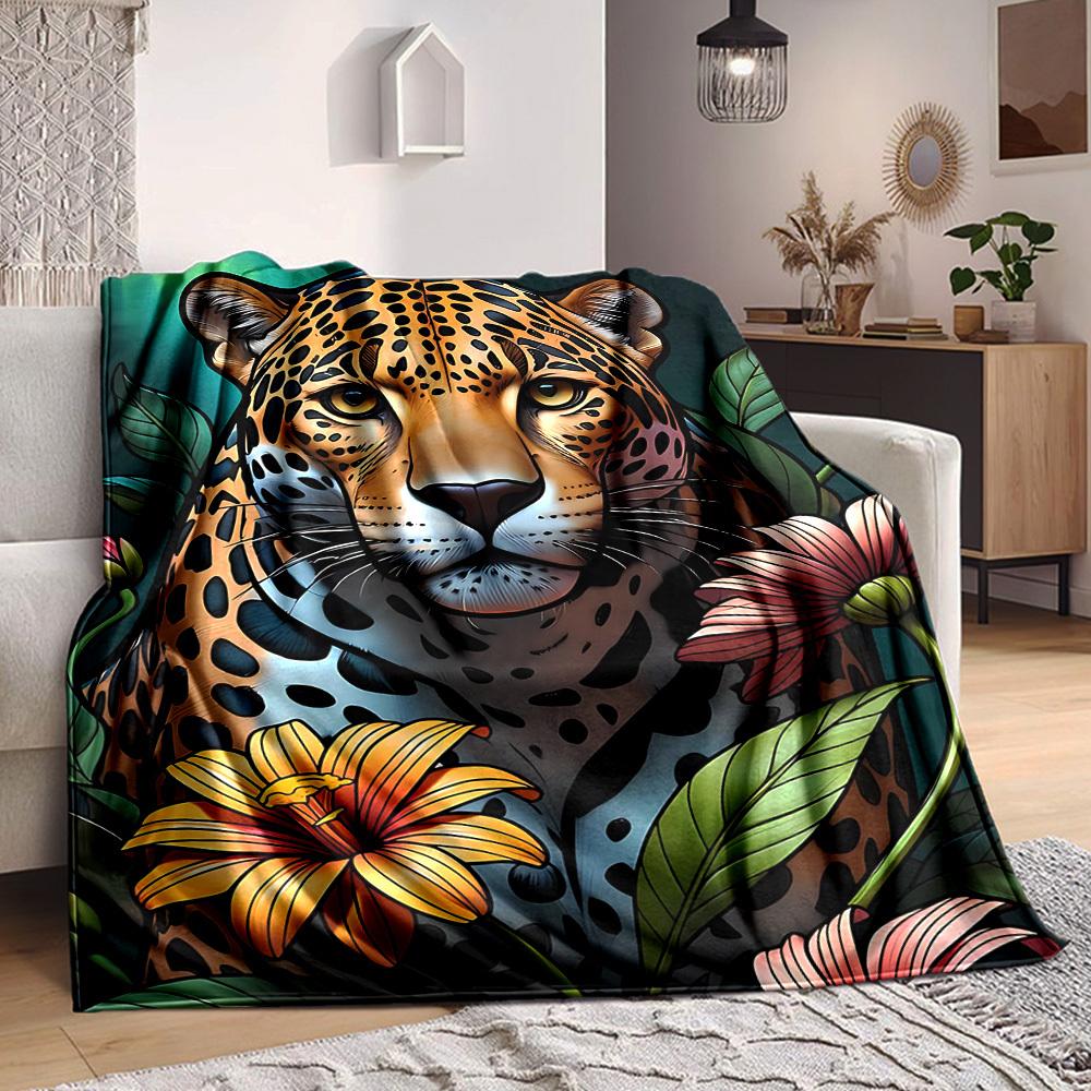 1pc Leopard Print Blanket Lightweight Blanket Throw Blanket For Sofa, Bed, Travel, Camping, Livingroom, Office yy251010039