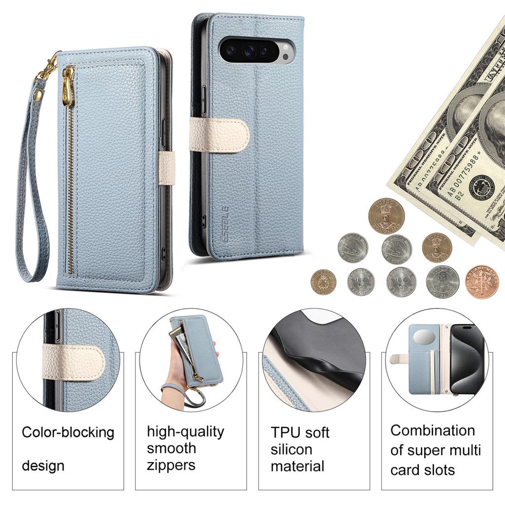 Leather Phone Case for Google Pixel 6-Pixel 9 Series with Coin Pocket, Card Slot, Mirror & Stand – Multiple Colors