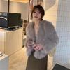 Herbst Winter Damen Kunstpelzmantel Damen Kurze Pelzige Kleidung Lässige Imitat Fuchspelzjacke Weiblich Locker Warme Jacke