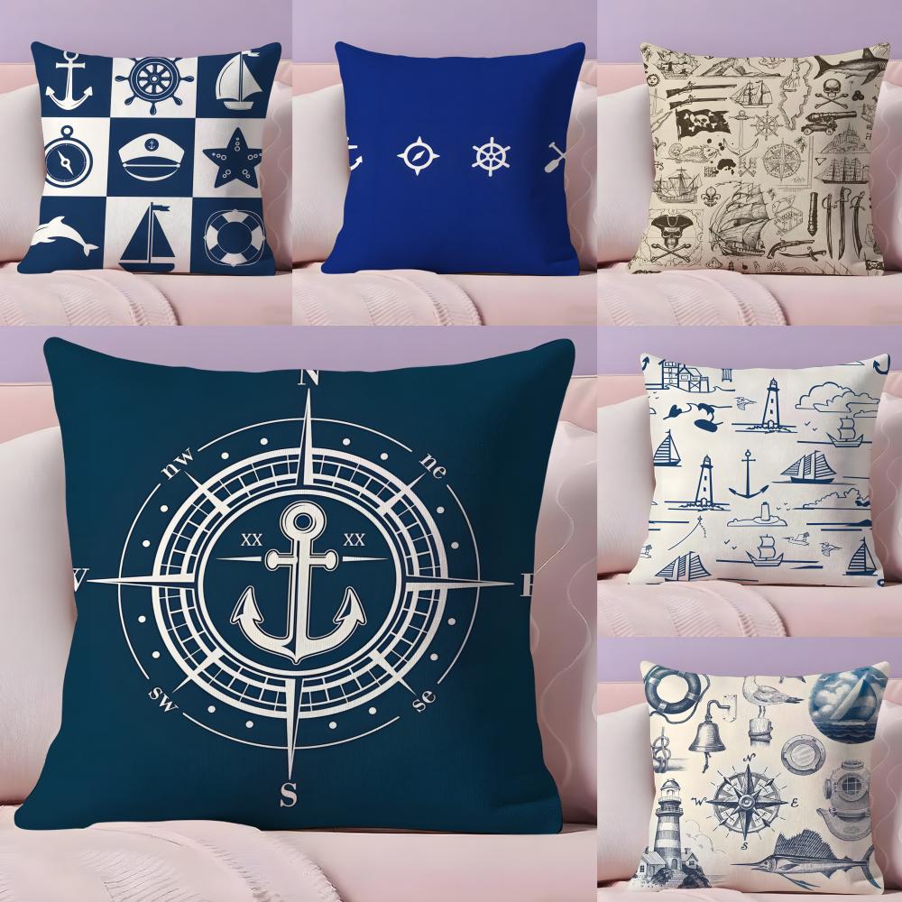 CCompass AAnchor Pillow Case Pillow Case Plush Fabric Soft Double Sided Print Home Sofa High Quality Cushion