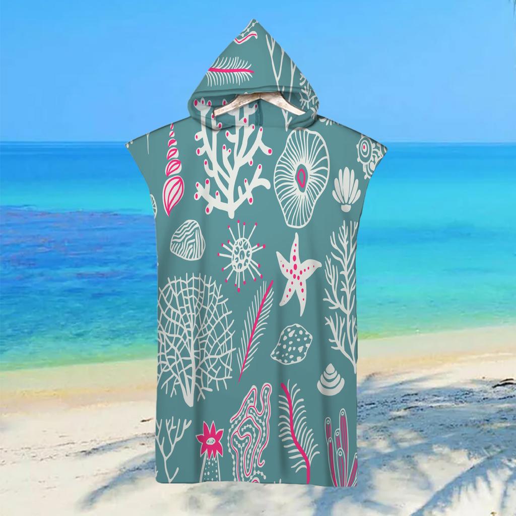 Adult Kids Beach Towel Quick Dry Hooded Cloak Children Women Large Bath Towels Sand Free Poncho Bathrobe For Summer Swim Surf